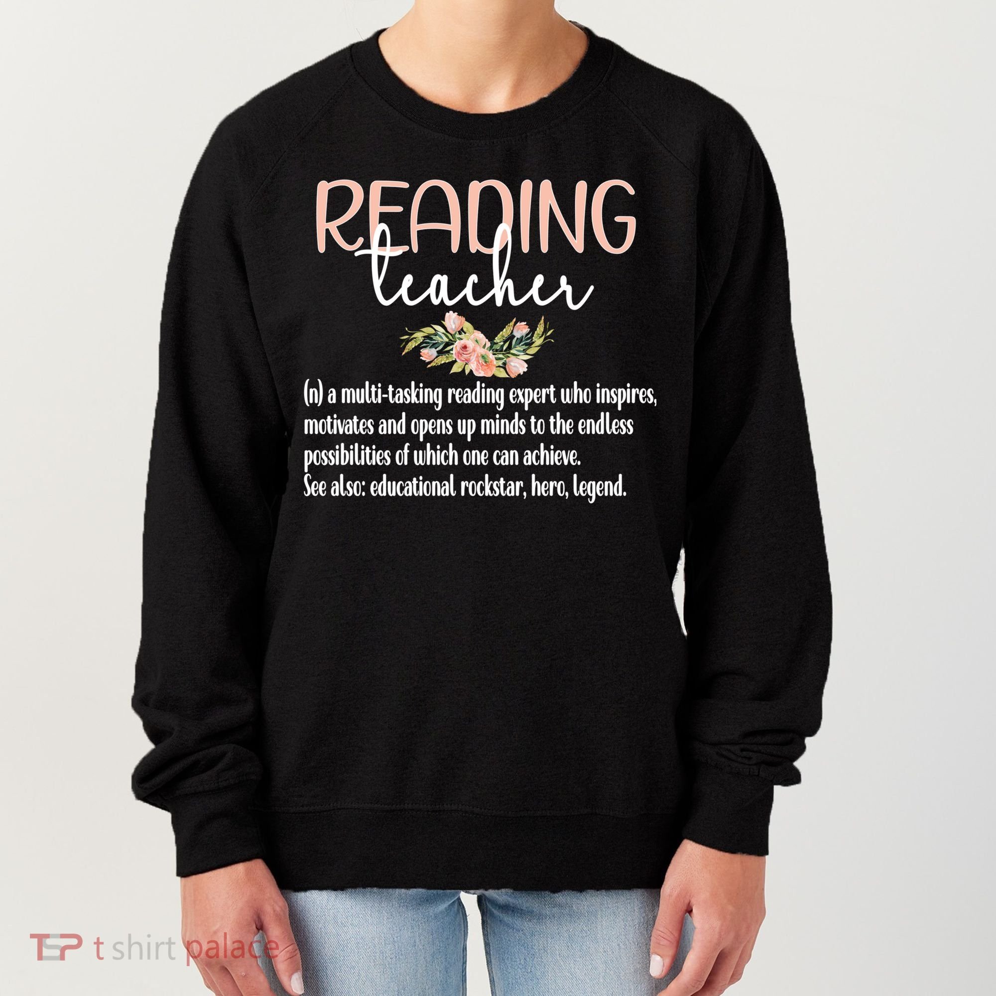 Reading Teacher Definition School Book Reading Specialist Gift Women's Sweatshirt