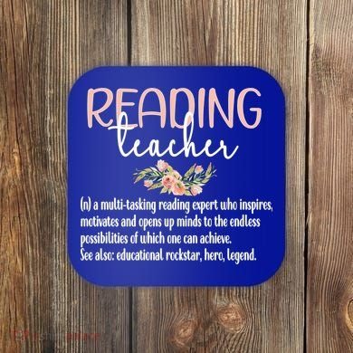 Reading Teacher Definition School Book Reading Specialist Gift Coaster