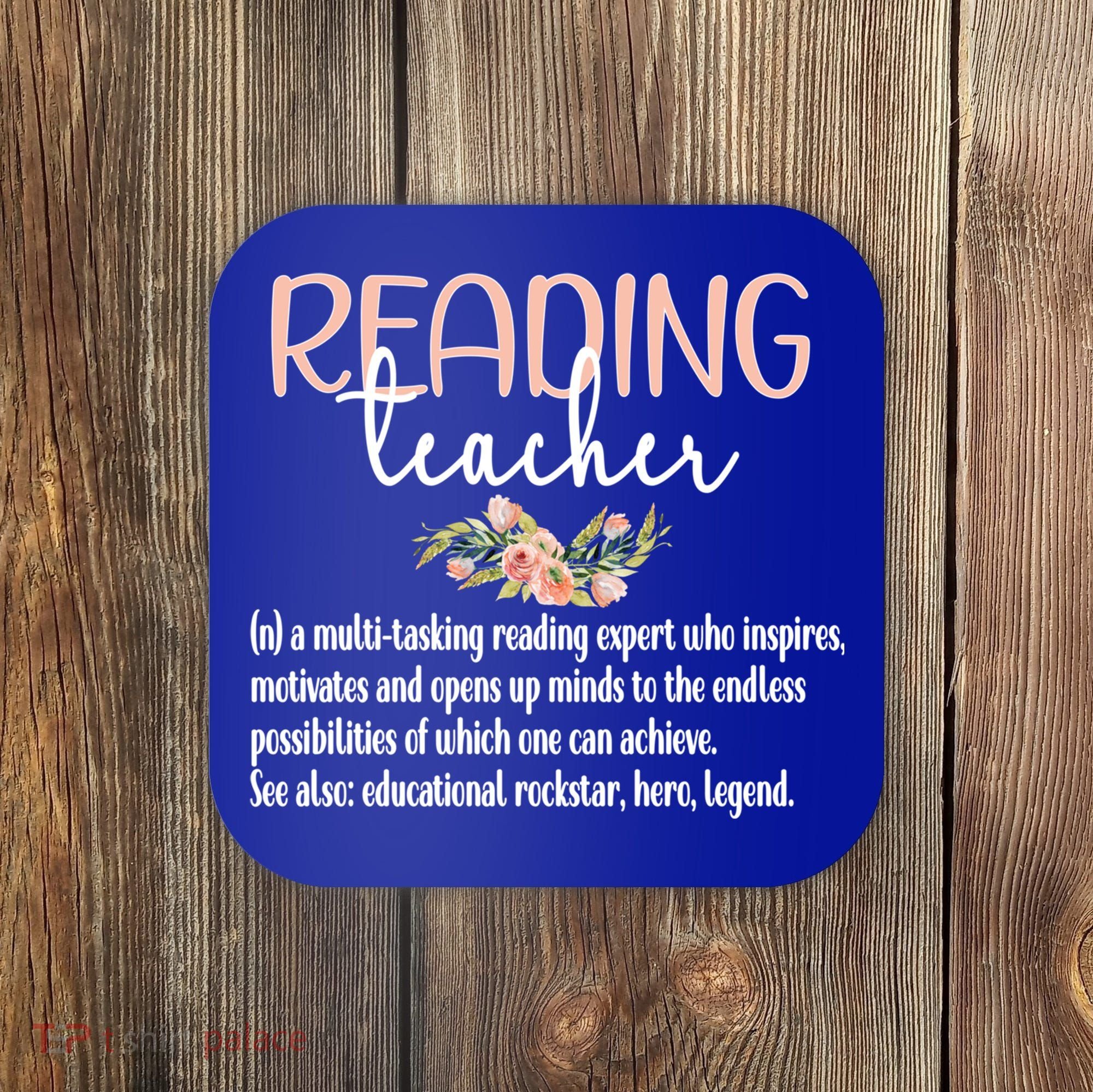 Reading Teacher Definition School Book Reading Specialist Gift Coaster
