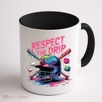 Respect The Drip Baseball Bat Ice Cream Drip Coffee Mug thumb 1