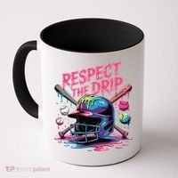 Respect The Drip Baseball Bat Ice Cream Drip Coffee Mug thumb 0