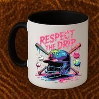 Respect The Drip Baseball Bat Ice Cream Drip Coffee Mug thumb 2