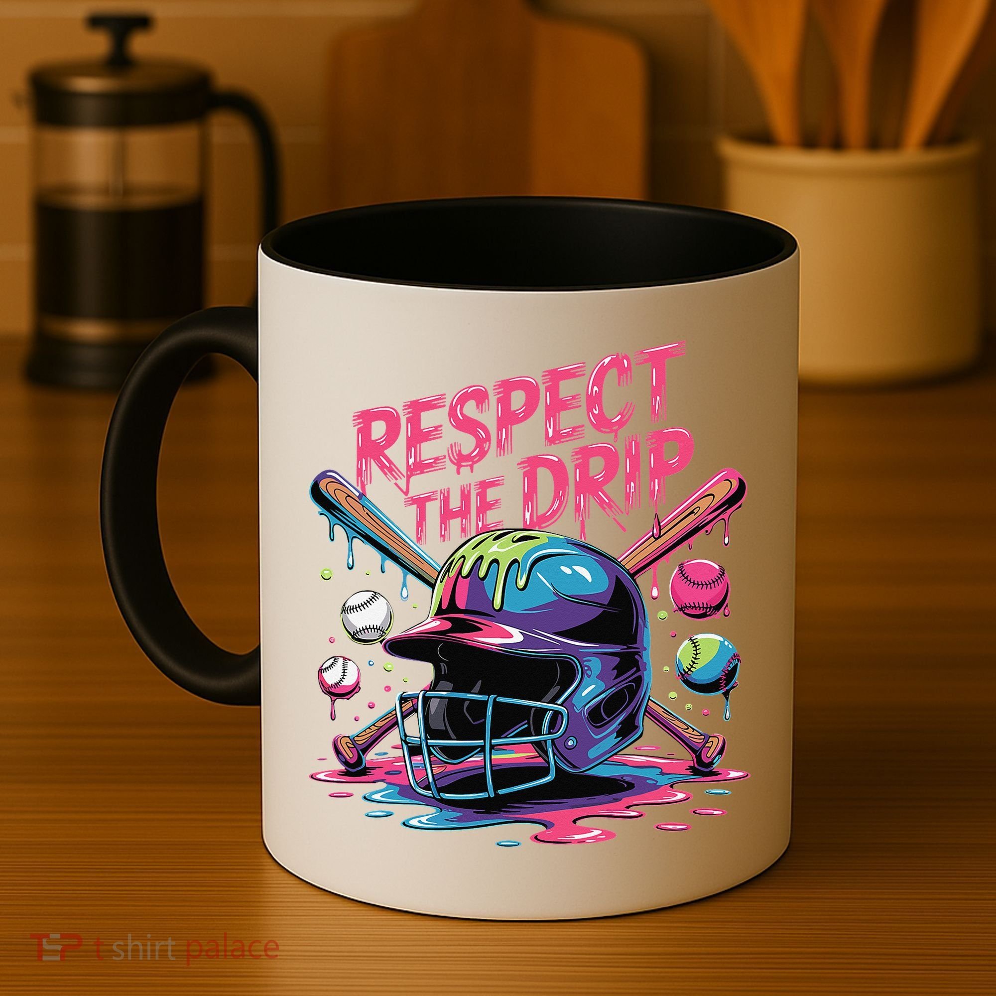 Respect The Drip Baseball Bat Ice Cream Drip Coffee Mug