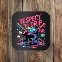 Respect The Drip Baseball Bat Ice Cream Drip Coaster thumb 0