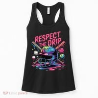 Respect The Drip Baseball Bat Ice Cream Drip Women's Tank Top thumb 0