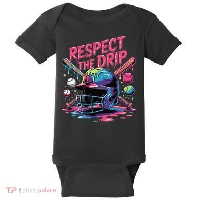 Respect The Drip Baseball Bat Ice Cream Drip Baby Bodysuit