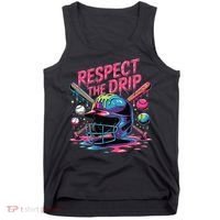 Respect The Drip Baseball Bat Ice Cream Drip Tank Top thumb 0