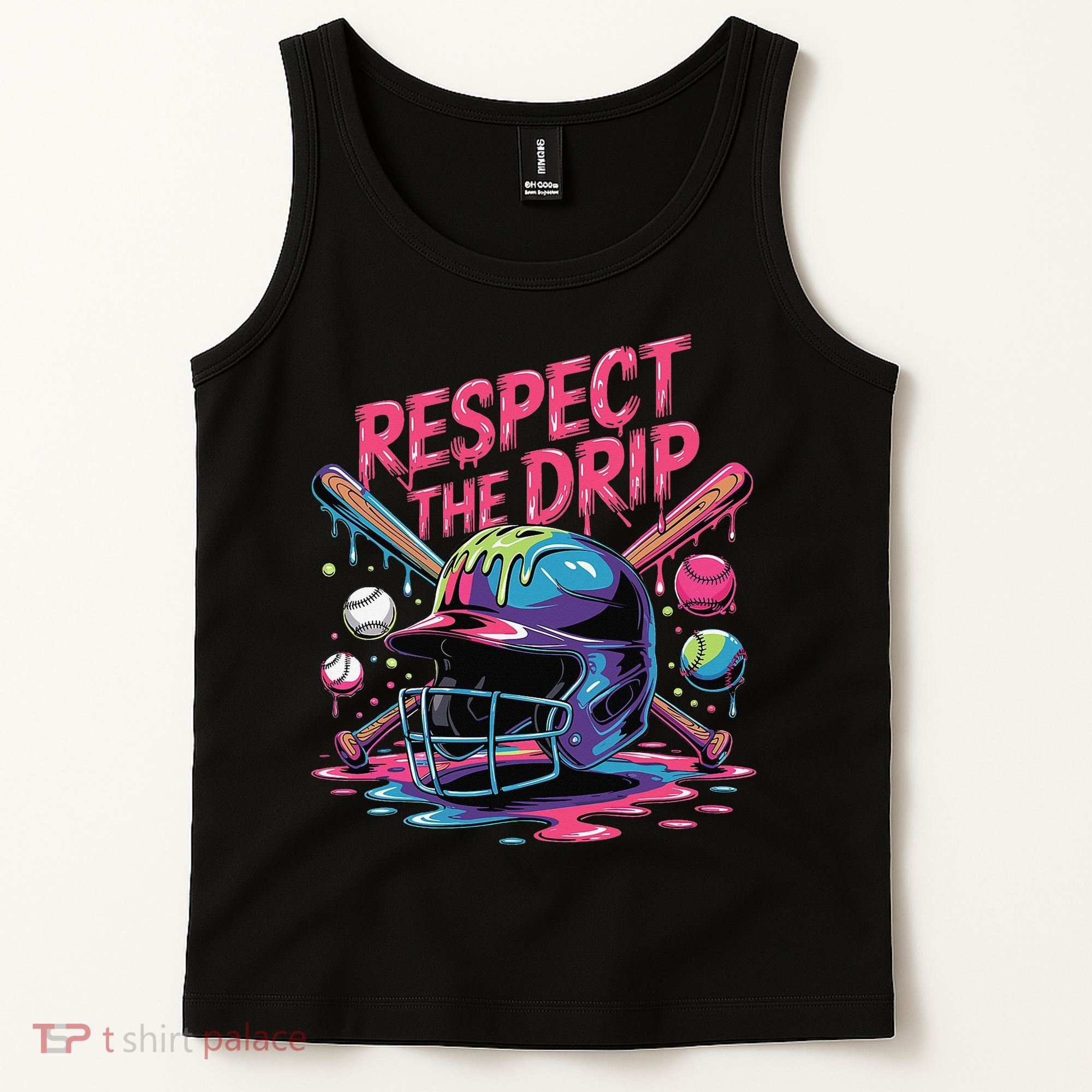Respect The Drip Baseball Bat Ice Cream Drip Tank Top