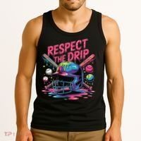 Respect The Drip Baseball Bat Ice Cream Drip Tank Top thumb 3