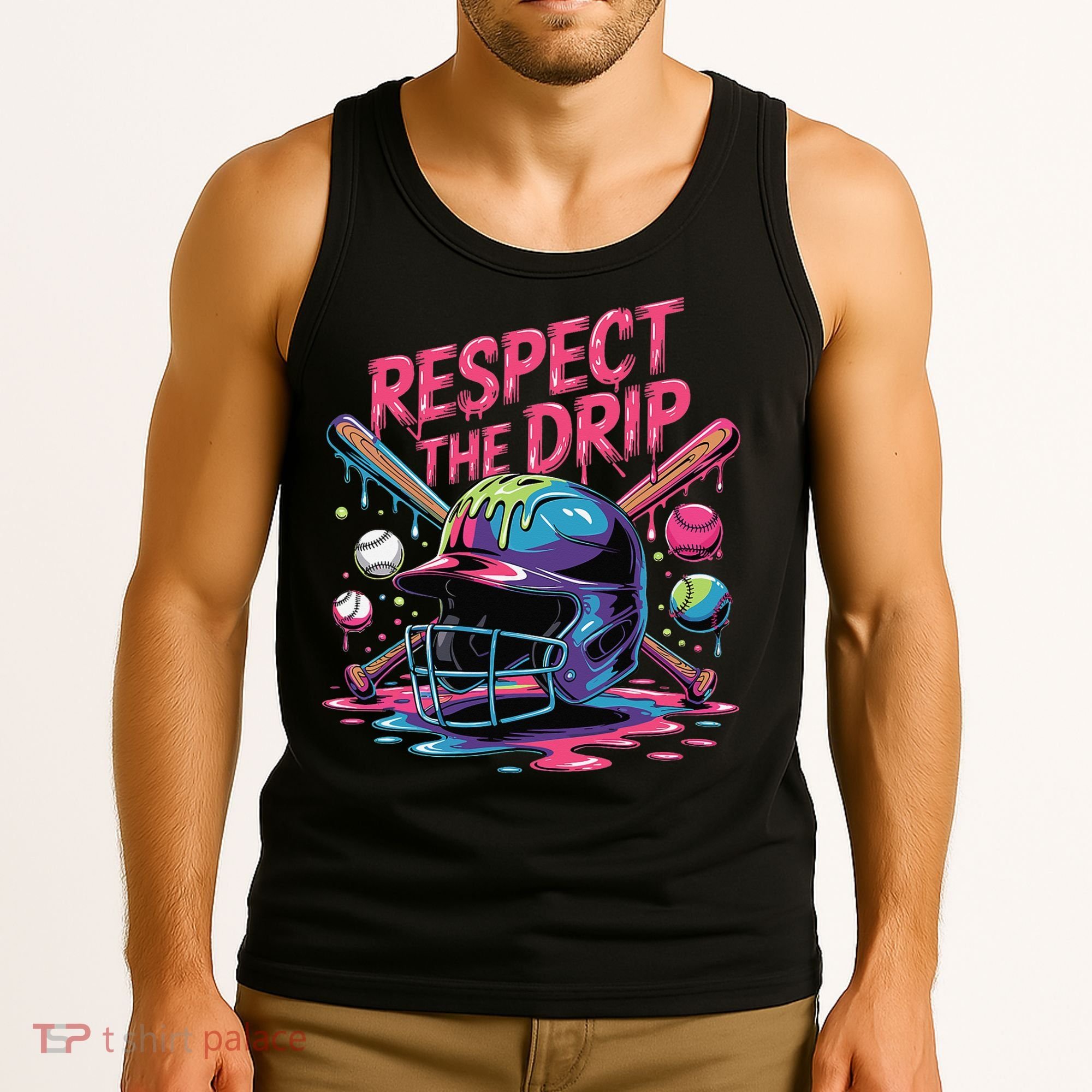 Respect The Drip Baseball Bat Ice Cream Drip Tank Top