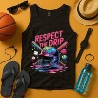 Respect The Drip Baseball Bat Ice Cream Drip Tank Top thumb 4