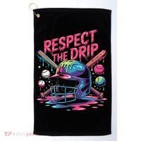 Respect The Drip Baseball Bat Ice Cream Drip Golf Towel thumb 0