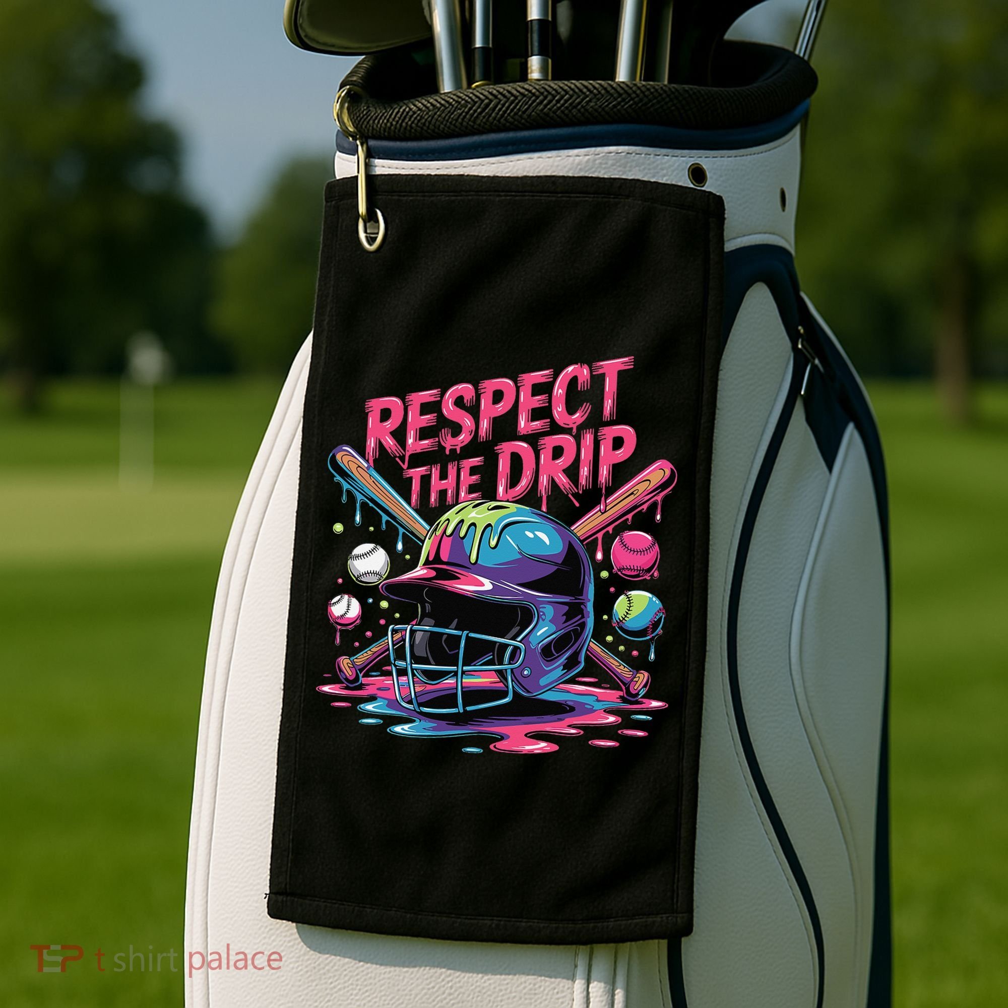 Respect The Drip Baseball Bat Ice Cream Drip Golf Towel