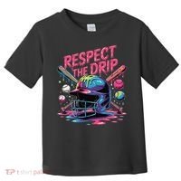 Respect The Drip Baseball Bat Ice Cream Drip Toddler T-Shirt thumb 0