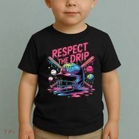 Respect The Drip Baseball Bat Ice Cream Drip Toddler T-Shirt thumb 2