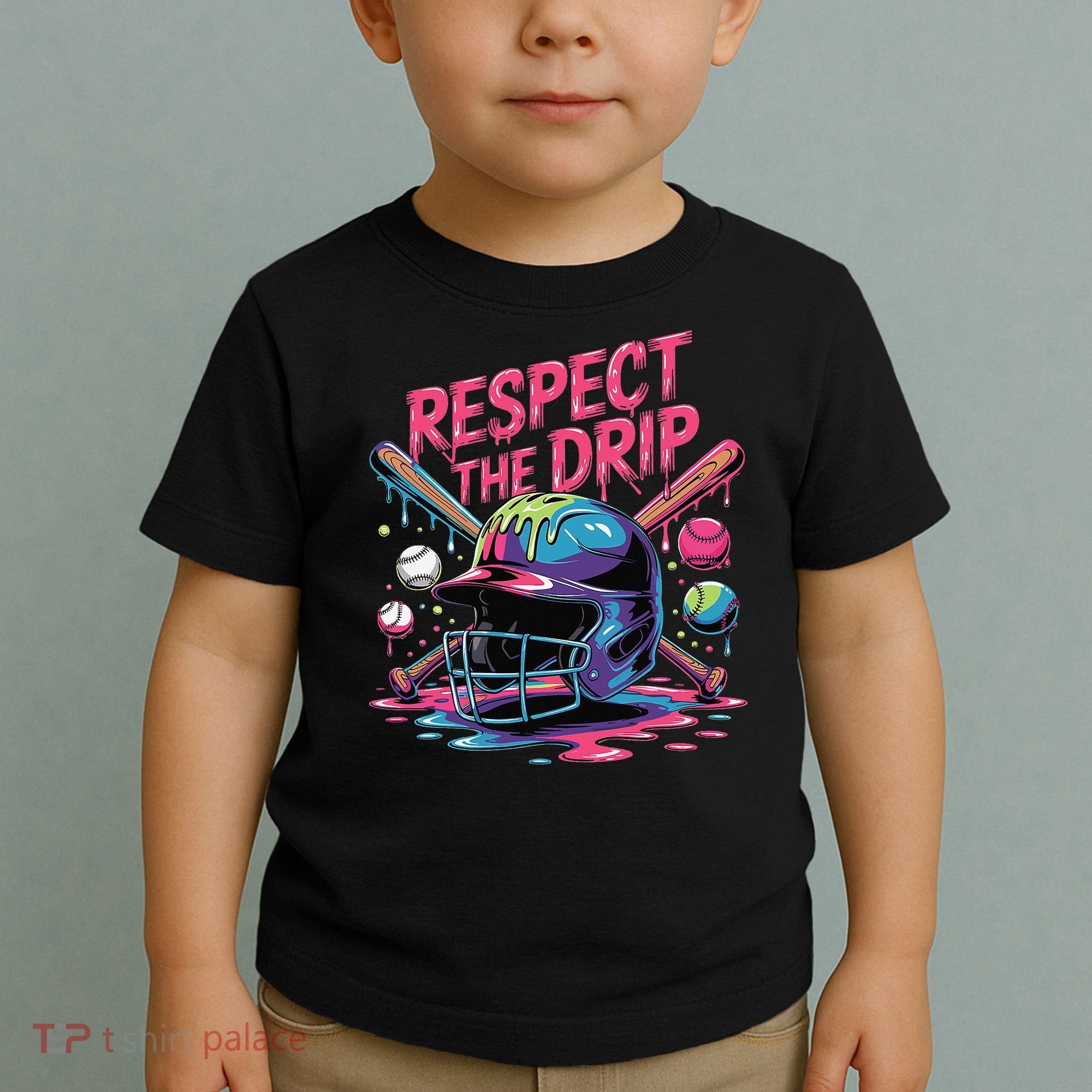 Respect The Drip Baseball Bat Ice Cream Drip Toddler T-Shirt