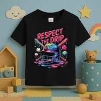 Respect The Drip Baseball Bat Ice Cream Drip Toddler T-Shirt thumb 3
