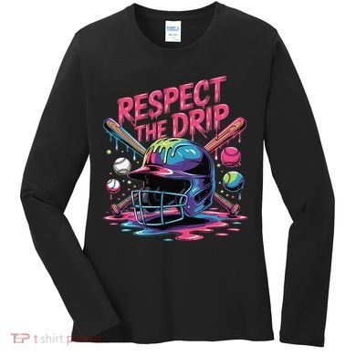 Respect The Drip Baseball Bat Ice Cream Drip Women's Long Sleeve Shirt