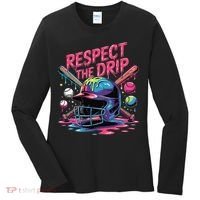 Respect The Drip Baseball Bat Ice Cream Drip Women's Long Sleeve Shirt thumb 0