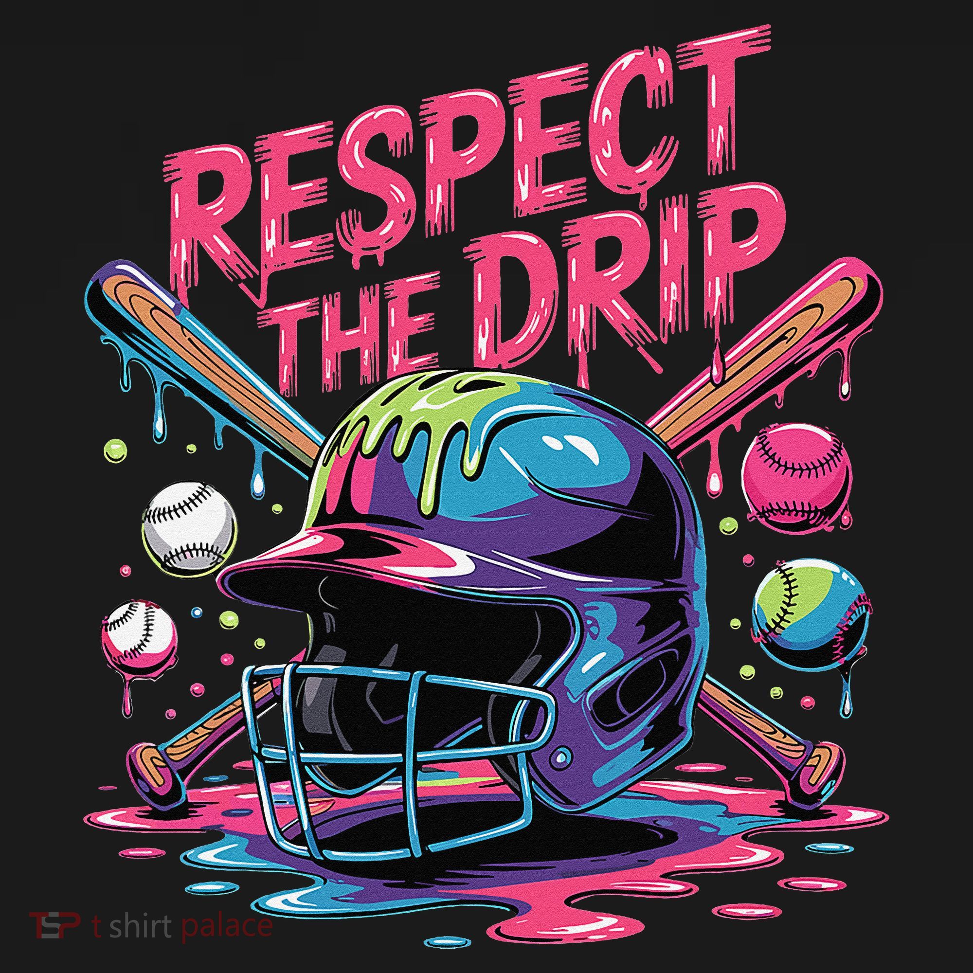 Respect The Drip Baseball Bat Ice Cream Drip Women's Long Sleeve Shirt