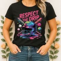 Respect The Drip Baseball Bat Ice Cream Drip Women's T-Shirt thumb 2