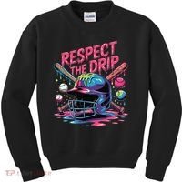 Respect The Drip Baseball Bat Ice Cream Drip Kids Sweatshirt thumb 0