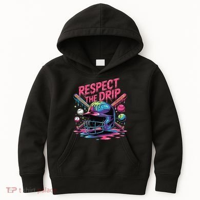 Respect The Drip Baseball Bat Ice Cream Drip Kids Hoodie