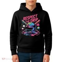 Respect The Drip Baseball Bat Ice Cream Drip Kids Hoodie thumb 4