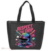 Respect The Drip Baseball Bat Ice Cream Drip Tote Bag thumb 0