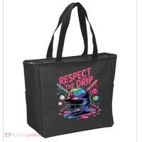 Respect The Drip Baseball Bat Ice Cream Drip Tote Bag thumb 2