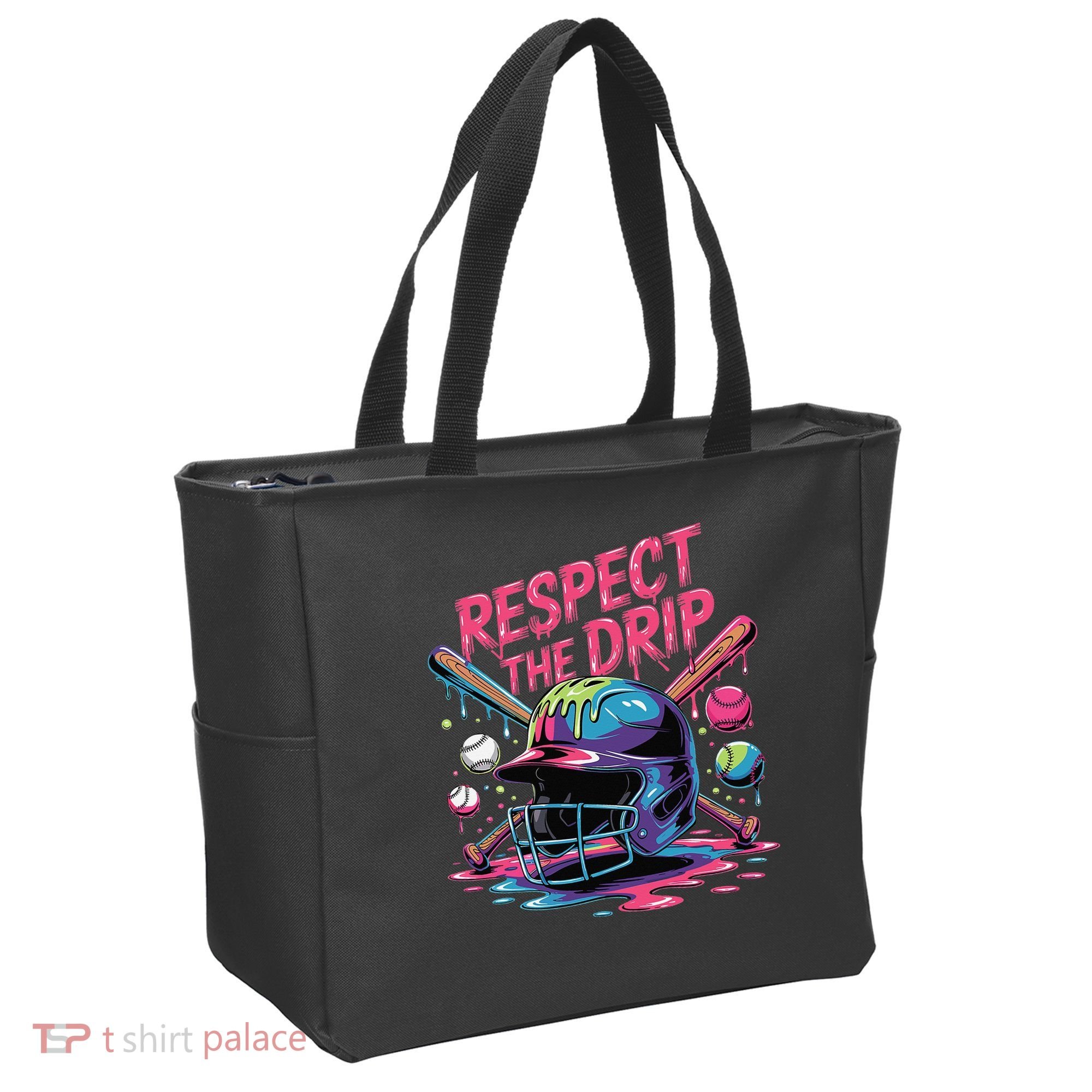 Respect The Drip Baseball Bat Ice Cream Drip Tote Bag