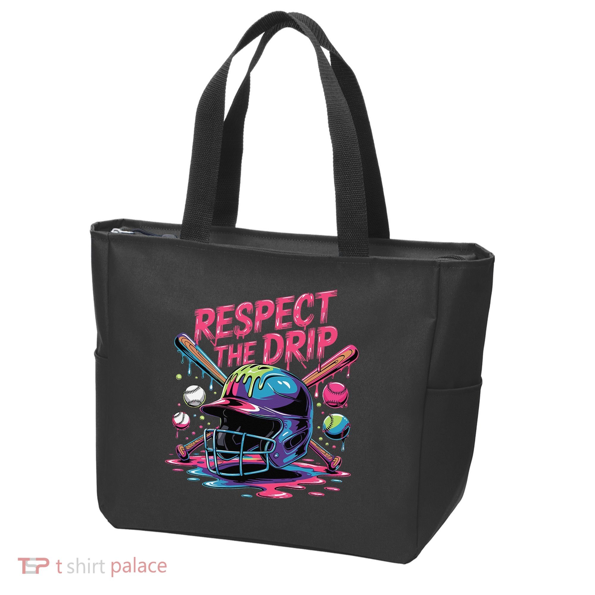 Respect The Drip Baseball Bat Ice Cream Drip Tote Bag