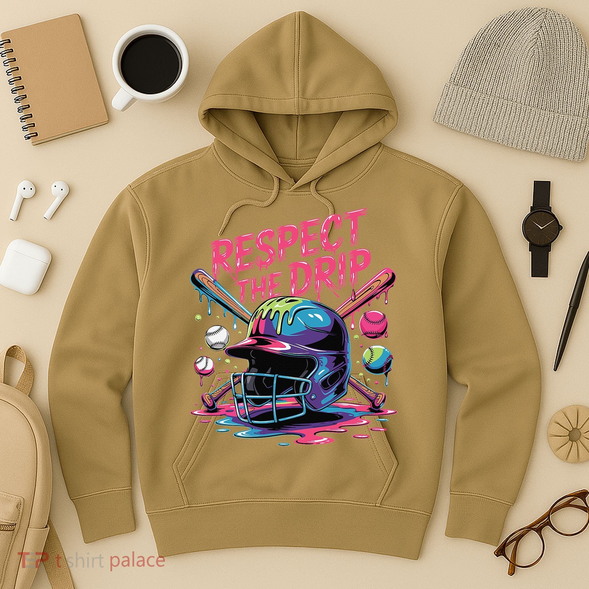 Respect The Drip Baseball Bat Ice Cream Drip Hoodie