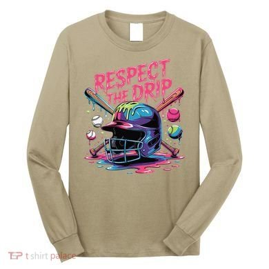 Respect The Drip Baseball Bat Ice Cream Drip Long Sleeve Shirt