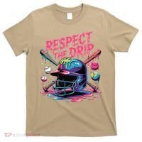 Respect The Drip Baseball Bat Ice Cream Drip T-Shirt thumb 0
