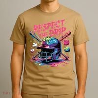 Respect The Drip Baseball Bat Ice Cream Drip T-Shirt thumb 3
