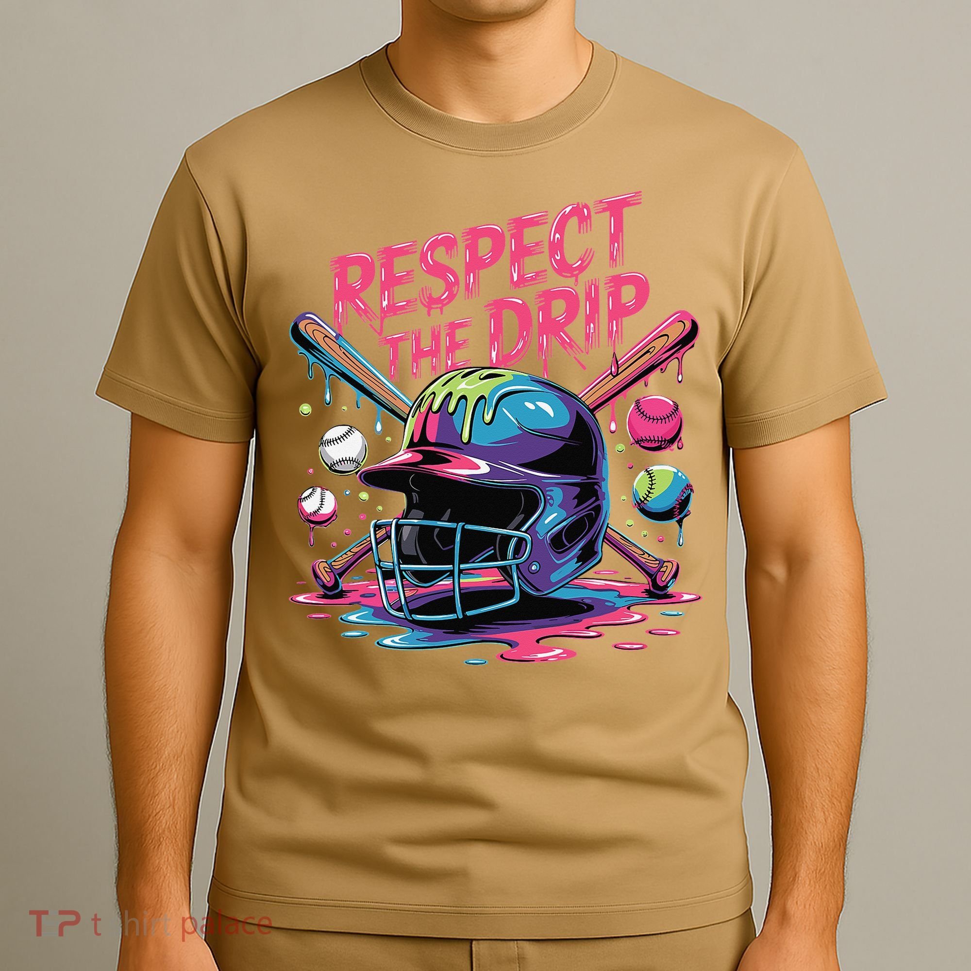 Respect The Drip Baseball Bat Ice Cream Drip T-Shirt