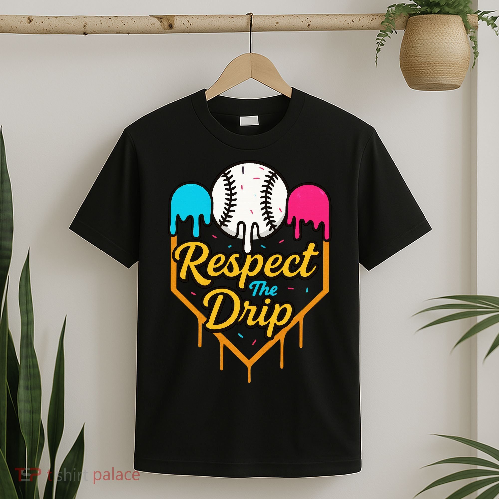 Respect The Drip Baseball Ice Cream Home Plate T-Shirt