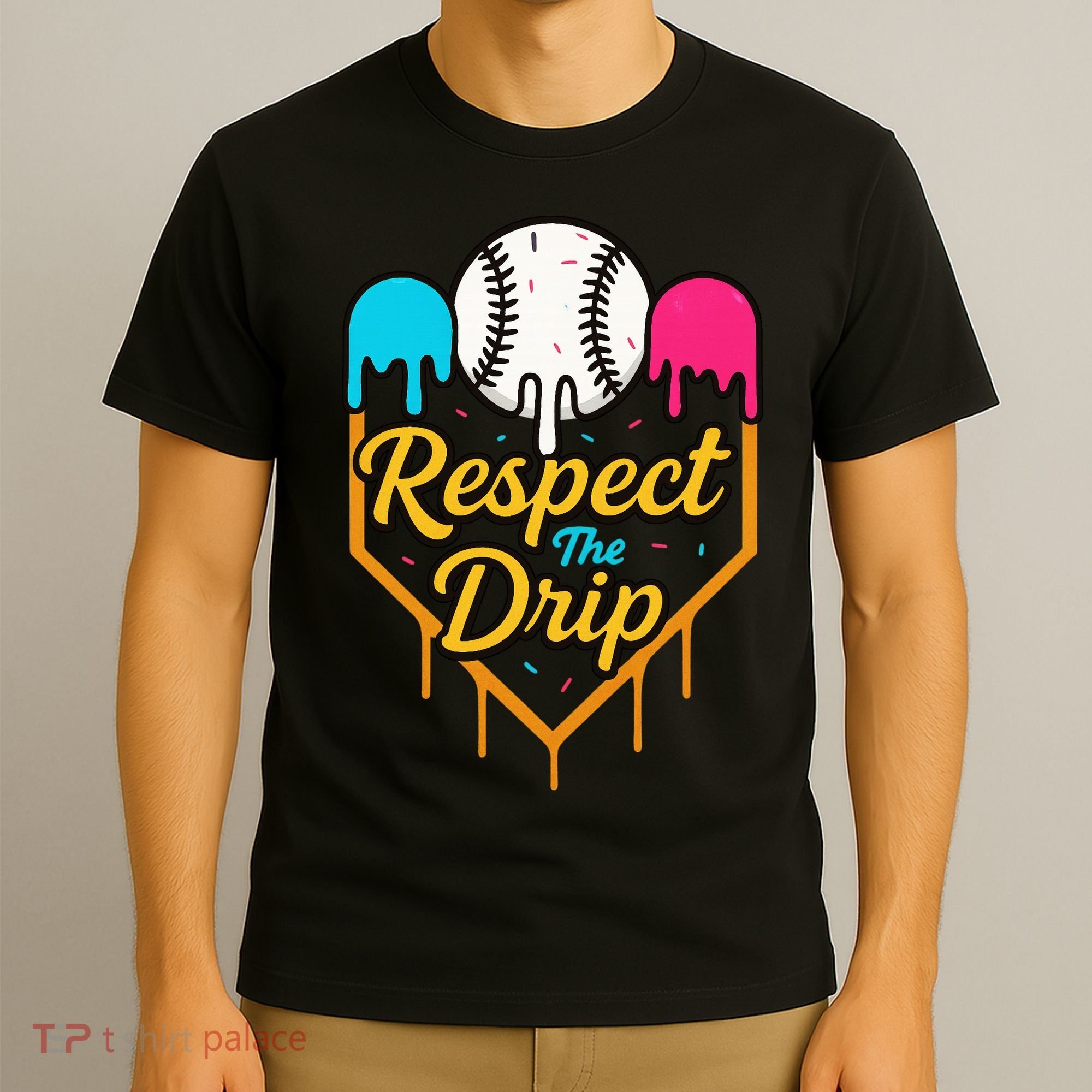 Respect The Drip Baseball Ice Cream Home Plate T-Shirt