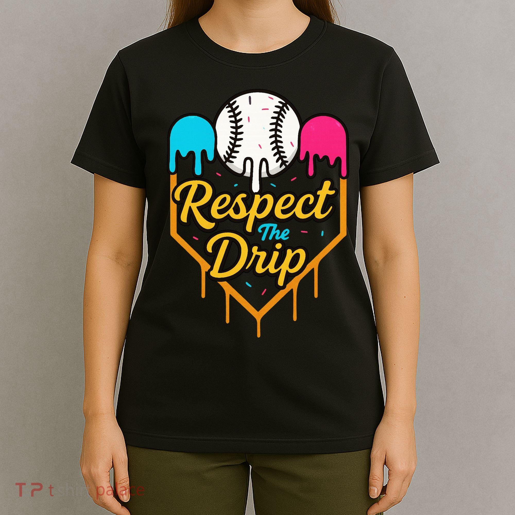 Respect The Drip Baseball Ice Cream Home Plate T-Shirt