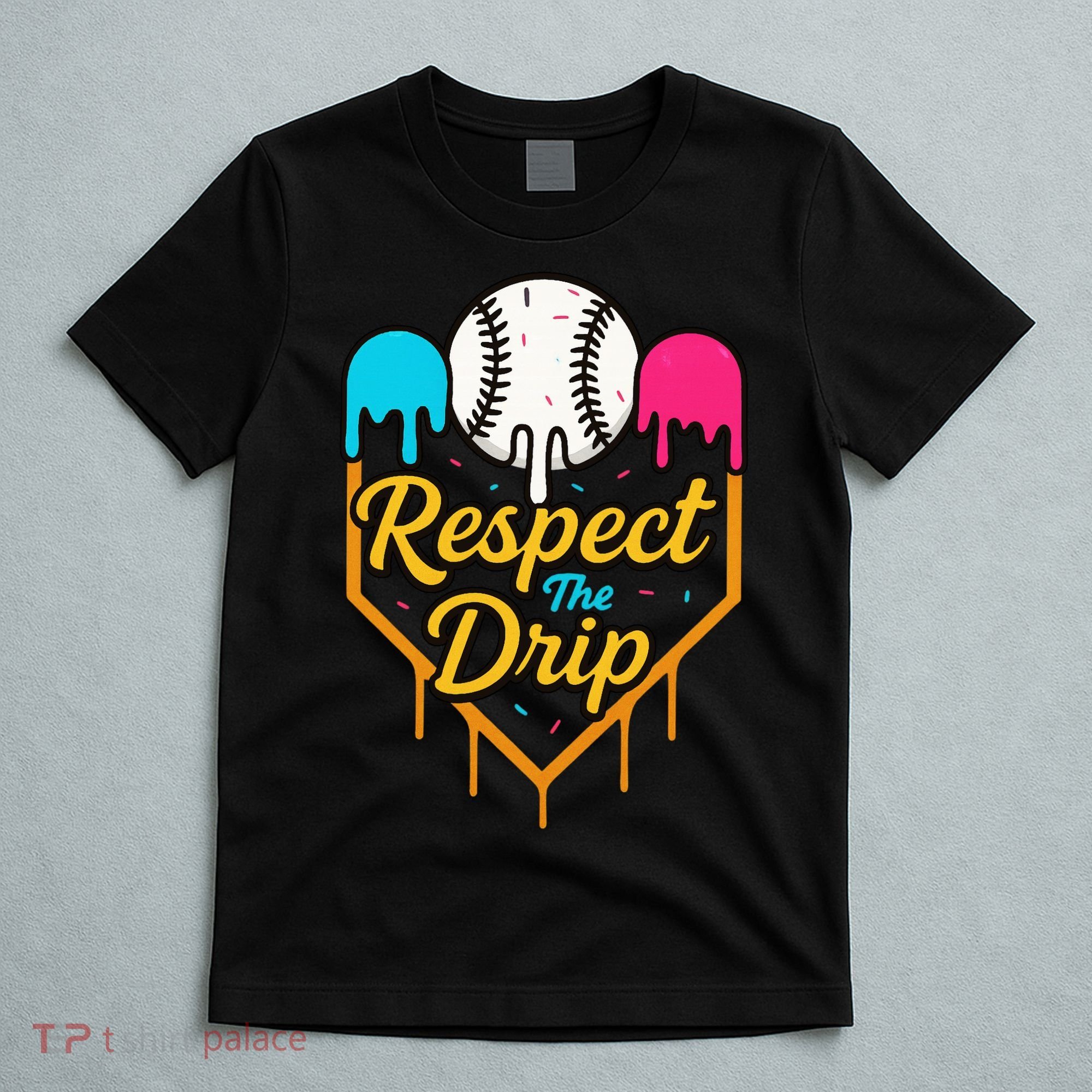 Respect The Drip Baseball Ice Cream Home Plate T-Shirt