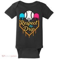 Respect The Drip Baseball Ice Cream Home Plate Baby Bodysuit thumb 0