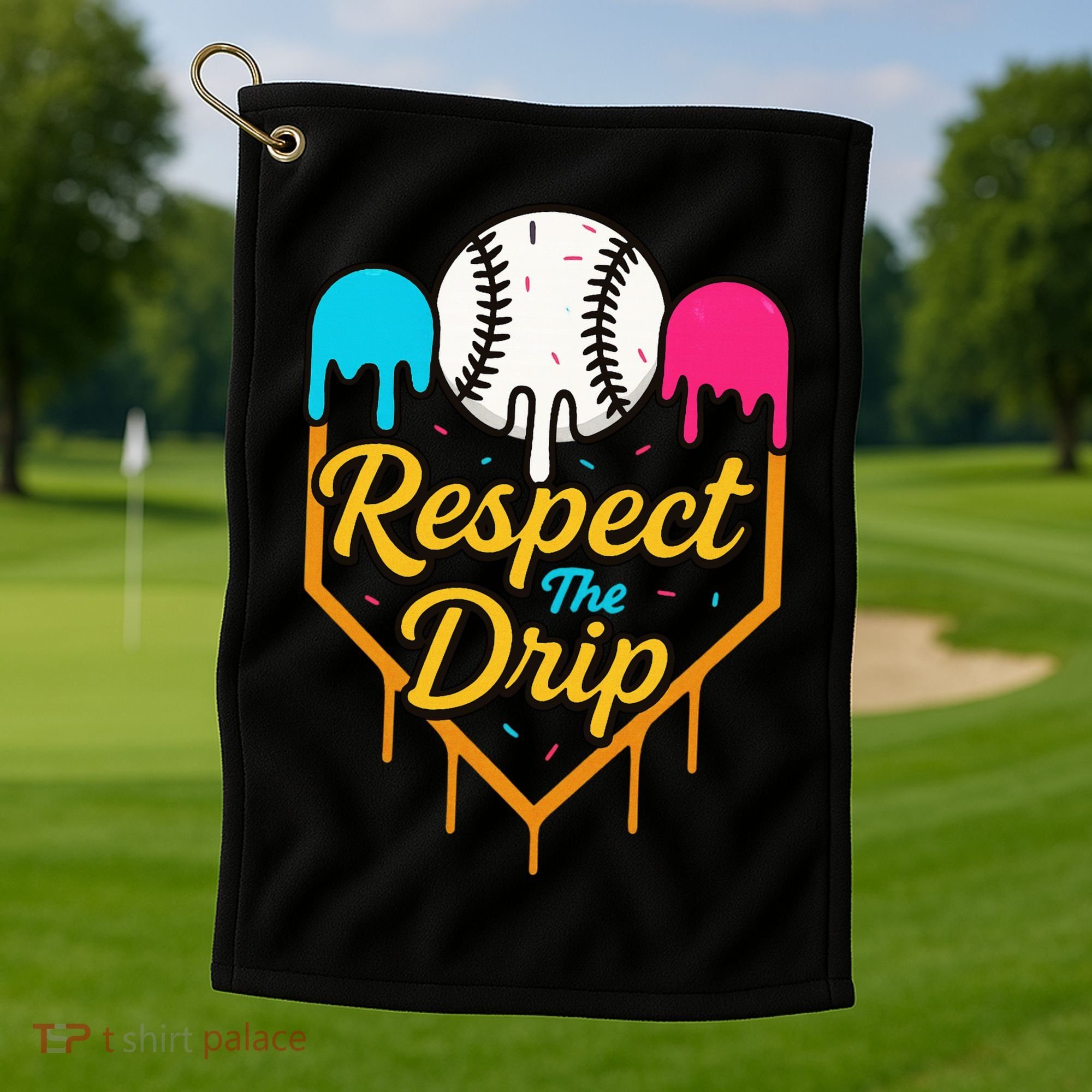 Respect The Drip Baseball Ice Cream Home Plate Golf Towel
