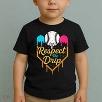 Respect The Drip Baseball Ice Cream Home Plate Toddler T-Shirt thumb 2