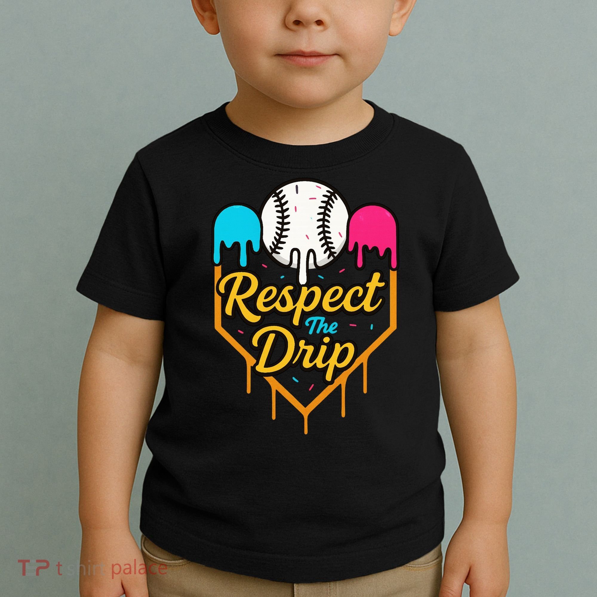 Respect The Drip Baseball Ice Cream Home Plate Toddler T-Shirt