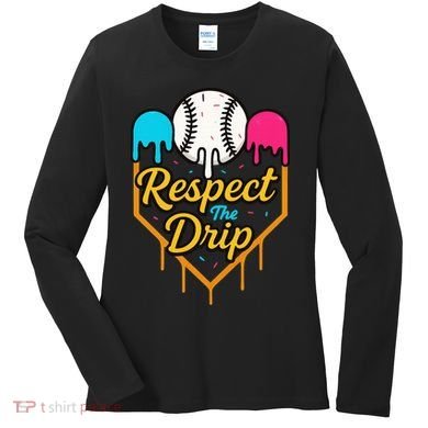 Respect The Drip Baseball Ice Cream Home Plate Women's Long Sleeve Shirt