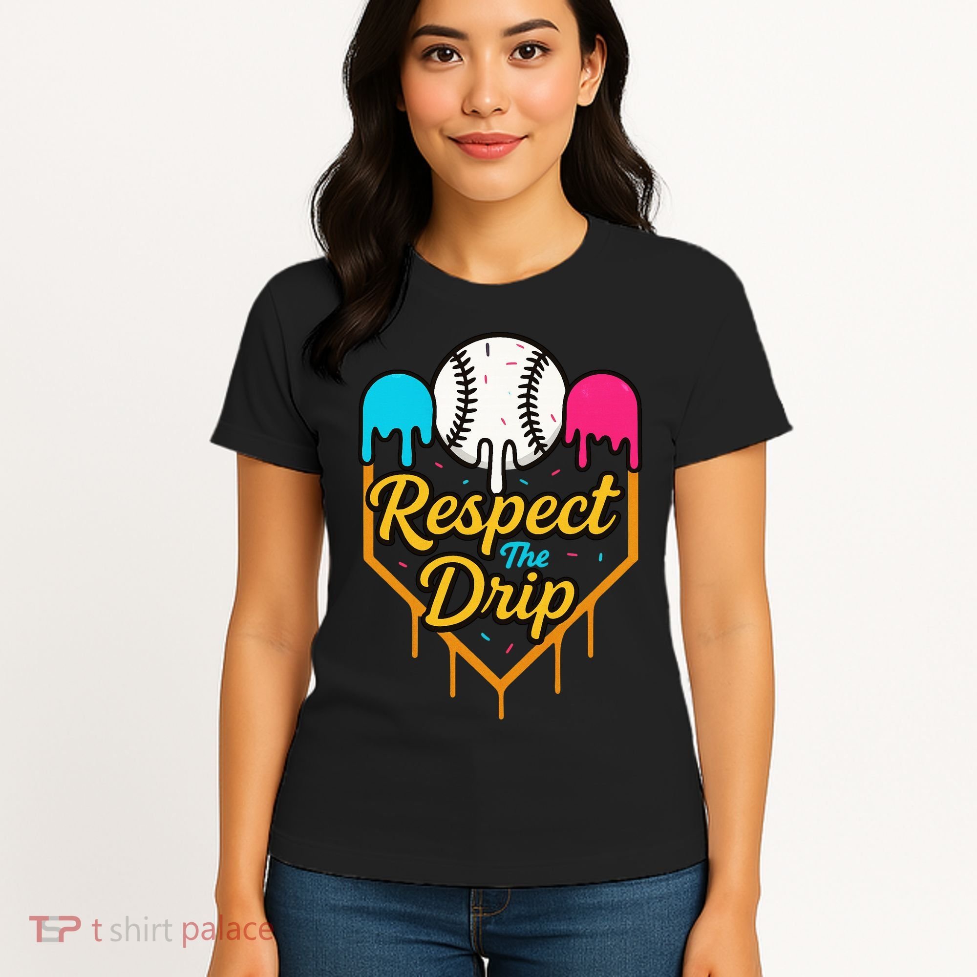 Respect The Drip Baseball Ice Cream Home Plate Women's T-Shirt