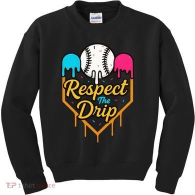 Respect The Drip Baseball Ice Cream Home Plate Kids Sweatshirt