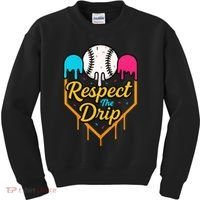 Respect The Drip Baseball Ice Cream Home Plate Kids Sweatshirt thumb 0