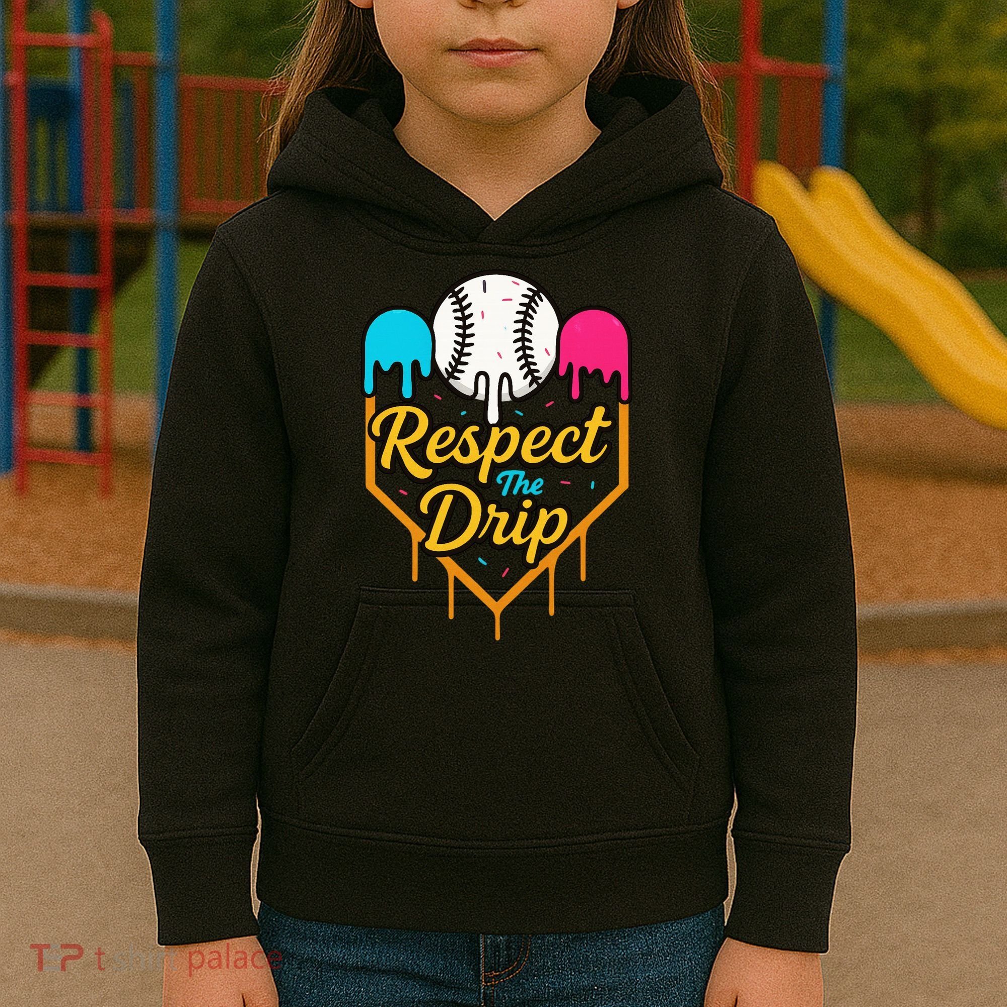 Respect The Drip Baseball Ice Cream Home Plate Kids Hoodie